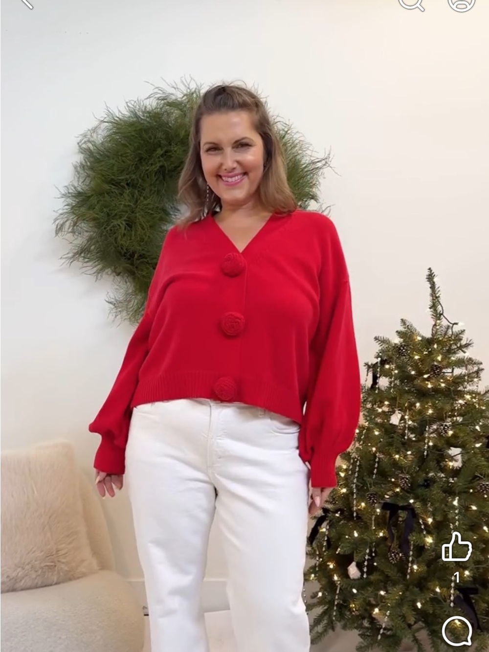 Smash Tess Rosette Cardigan- Red- Size XS/S